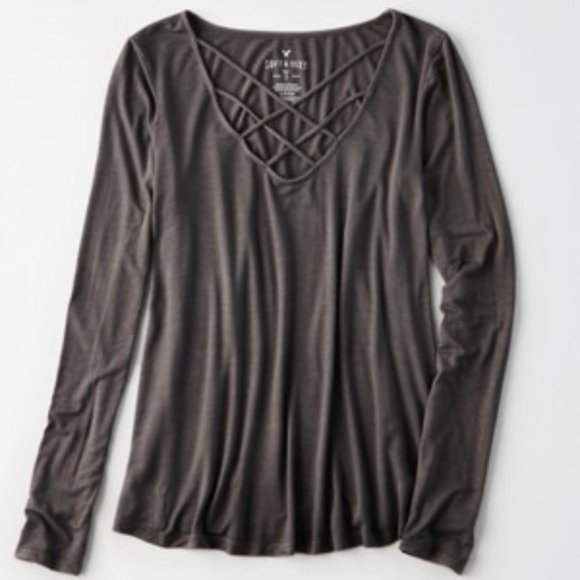 American Eagle Outfitters Tops - AE CAGE FRONT T-SHIRT